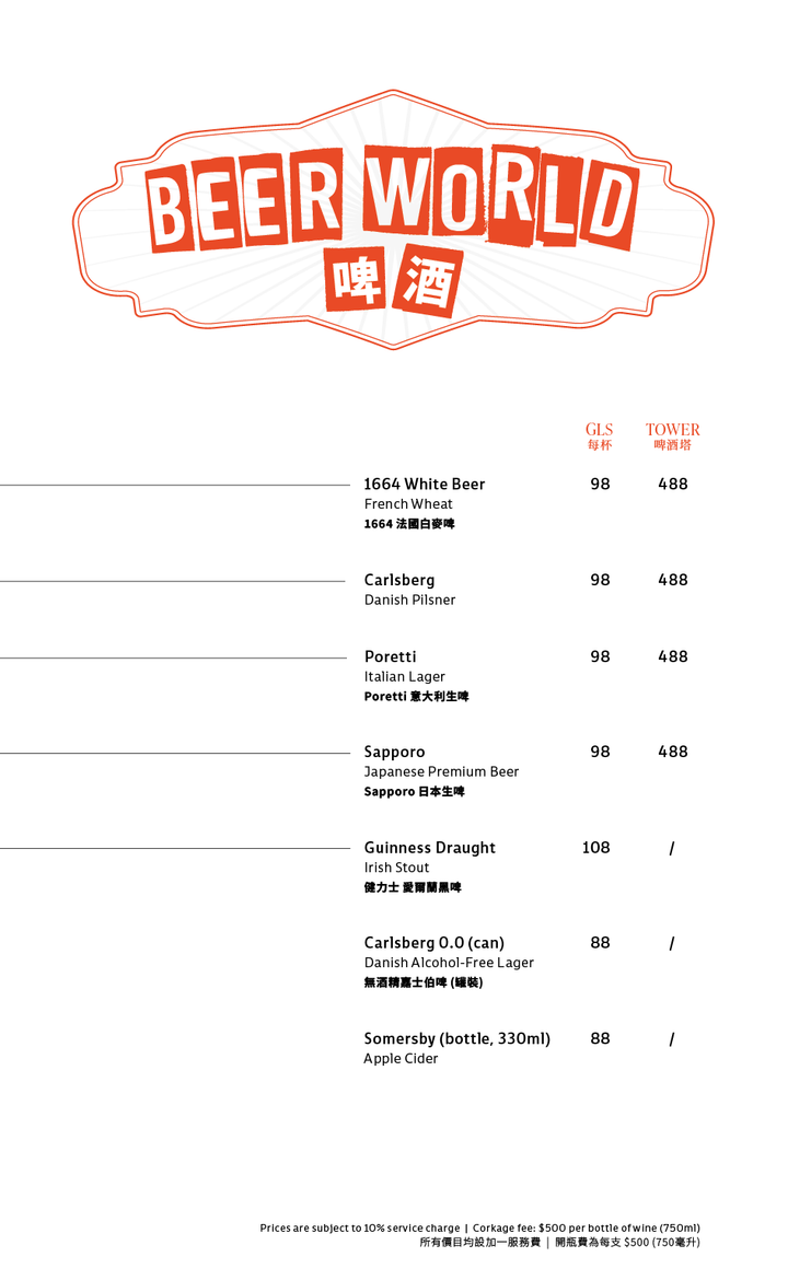 Drinks Menu