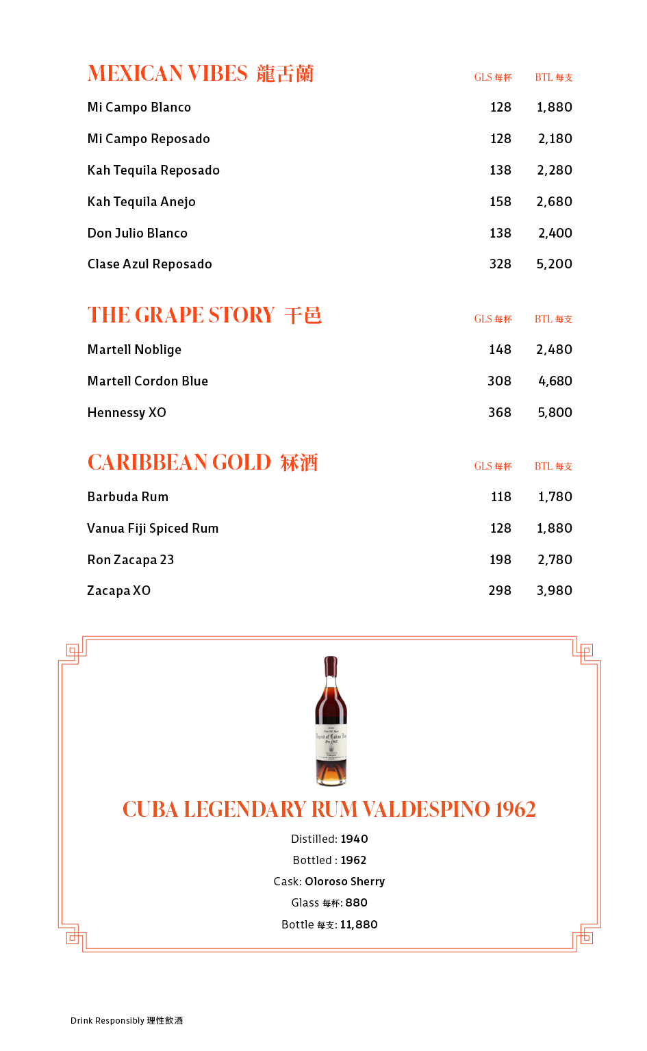 Drinks Menu