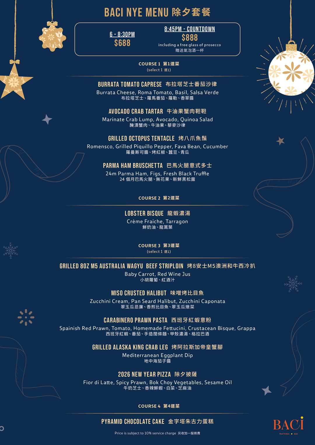 BACI New Year's Eve Dinner