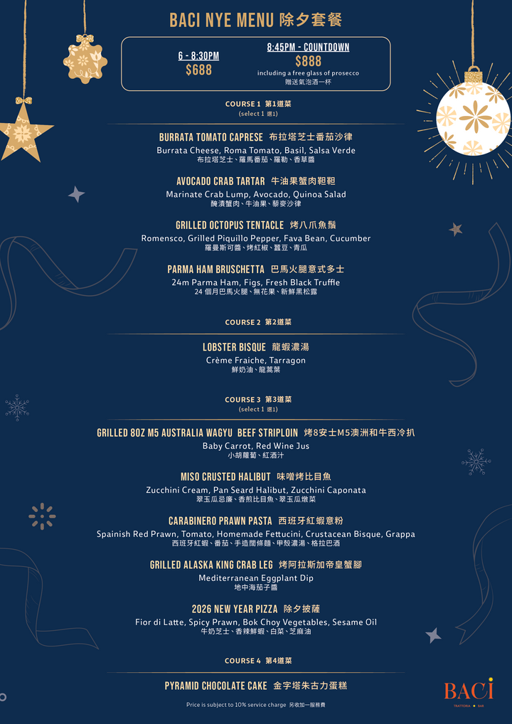 BACI New Year's Eve Dinner
