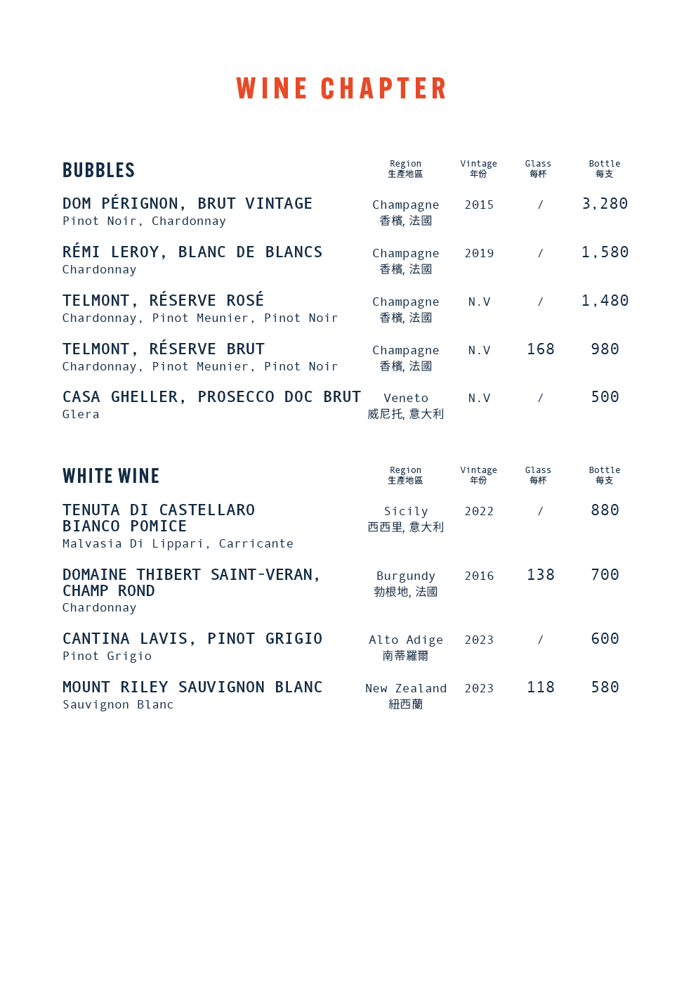 Tokio Joe Beverage Menu