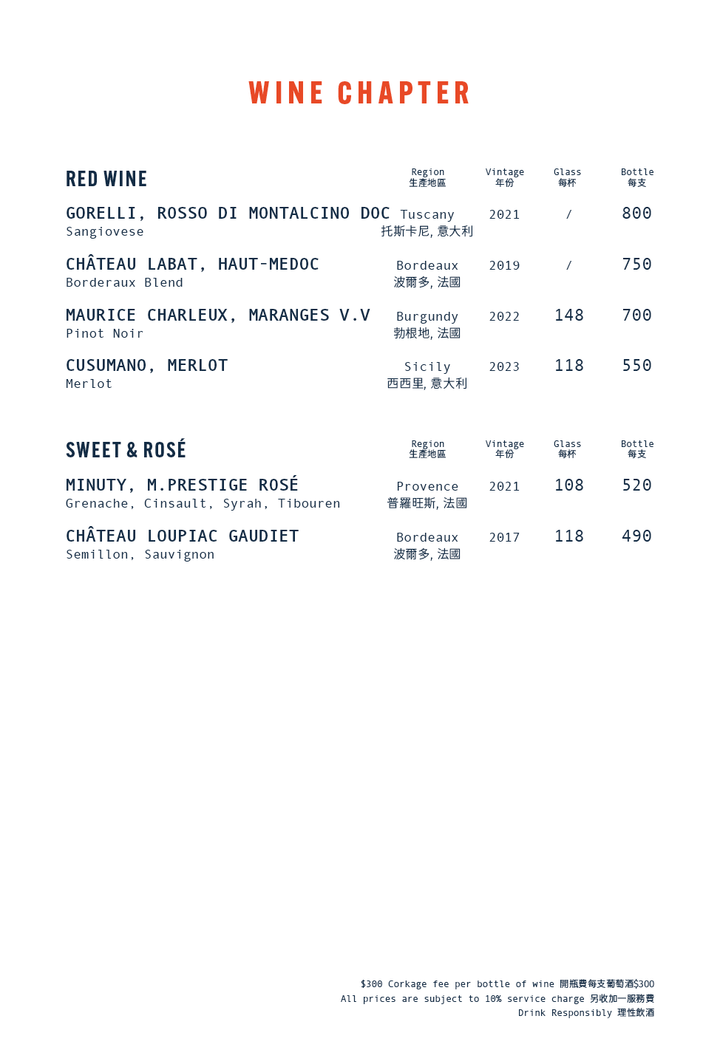 Tokio Joe Beverage Menu