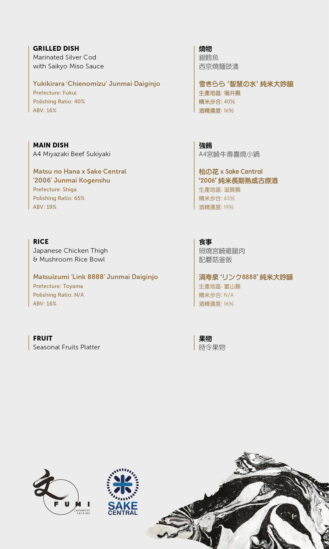 FUMI X Sake Central Pairing Dinner