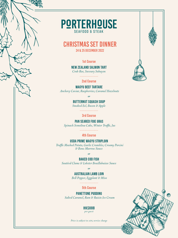 Porterhouse Christmas 5-Course Set Dinner